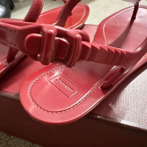Bally Red Patent Sandals Size 6.5/37 In Box - Picture 4 of 6